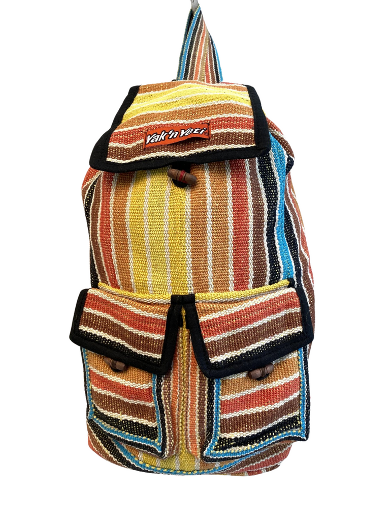 Striped cotton backpack bag