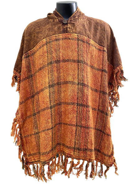 Jali Plaid Square Poncho