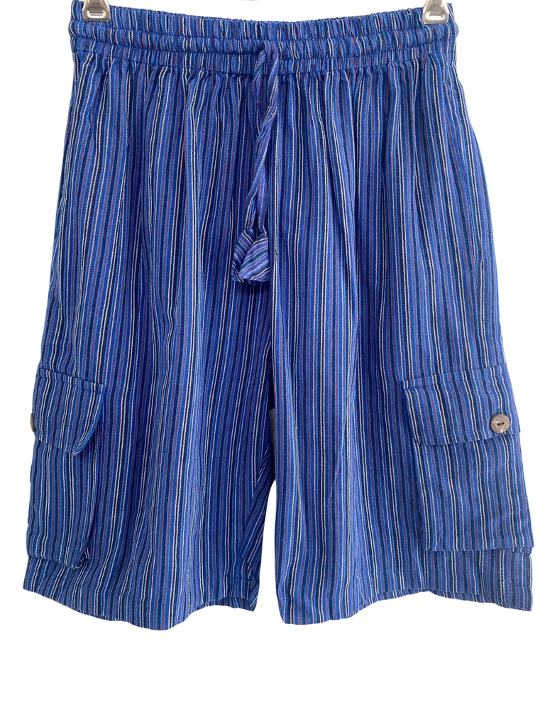 Striped cotton cargo shorts