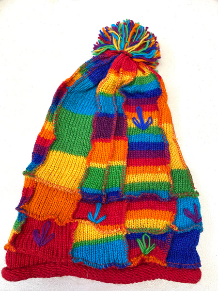 Wool knit winter hat Rainbow